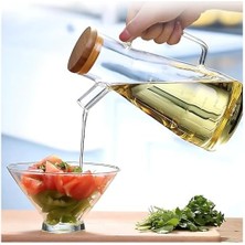 Ayko Bambu Kapaklı Borosilikat Cam Yağdanlık - 900 Ml, Dayanıklı Vakumlu Kapaklı Cam Yağdanlık ve Sirkelik, Mutfak Kullanımı Için