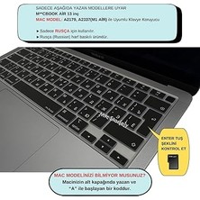 MacBook Klavye Koruyucu Ince Silikon Rusça Sticker Baskılı Uk-Ters L Enter Tipi Air M1 13INÇ A2337,A2179 Touch Id Uyumlu, Kaymaz Yıkanabilir Siyah