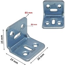 10 Ad. L Demir Gönye Köşebent 30X25X25MM - Mobilya Dolap Raf Masa Köşe Bağlantı Birleştirme Sabitleme Aparatı