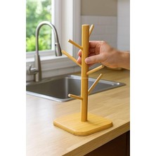 Ahşap Bambu Kupa Bardak Askısı 6'lı Stand Doğal Mutfak Tezgahı Için Kupa Standı Bardak Tutucu Modern Dekoratif Dayanıklı Kolay Kurulumlu Organizer (Kare)