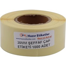 Çap Kutu Kapatma Etiketi Rulo Etiket, 30MM x 30MM Çap 900 Adet, Yuvarlak Transparan Sticker