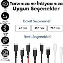 To Type-C ile Uyumlu iPhone ve Samsung ile Uyumlu Hızlı Şarj ve Data Kablosu 200 cm Hasır Örgülü (Siyah)