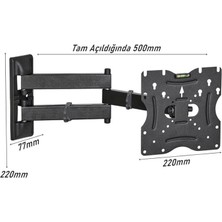 Metal Tv Askı Aparatı, 22 Inç ve 49 Inç Arası Ekranlara Uyumlu, Tüm Markalar ile Uyumlu, Televizyon Duvar Asma Aparatı, Yüksek Kalite Metal Kalınlığı, Akropat Hareketli (50-Cm)