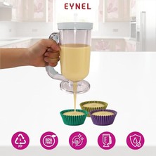 Ölçekli Hamur Porsiyonlayıcı Aparat Pankek Krep Kek Dağıtıcı Ölçülü Krema Akıtma Dökme Aleti (Beyaz)