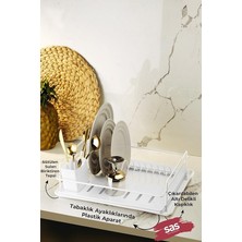 Boyu Paslanmaz Bulaşıklık Bulaşık Sepeti Tek Katlı Tabaklık Termo Plastik Kaplama Beyaz Tbk-01