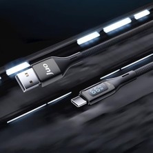 Ayko Juo 66W Dijital LED Ekranlı Örgülü Usb-A To USB Type-C Hızlı Şarj ve Data Kablosu 2 Metre