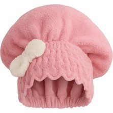 Urfakent Saç Kurulama Banyo Duş Bonesi – %100 Pamuk , Fiyonklu Pembe