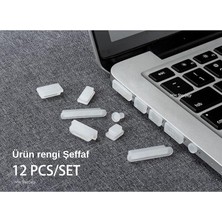 MacBook Toz Koruyucu Silikon Port Tıpa Seti 12’si Bir Arada Usb-A Magsafe HDMI Sd Uyumlu Eski Nesil Retina Kasa Şeffaf