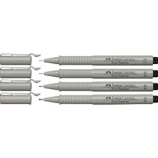 Pigment Çizim Kalemi Seti, 4’lü Siyah, 0.2 / 0.4 / 0.6 / 0.8 mm Uç, Su ve Işık Geçirmez Mürekkep, Cetvel ve Şablon Uyumlu