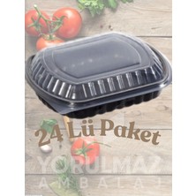 Yorulmaz Ambalaj ✅bölmesiz Kullan-At Yemek Kabı – Mikrodalgaya Uygun, Sızdırmaz, Paket Servise Uygun 24’lü Paket