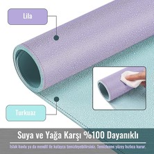 Çift Renk Dikişli Pu Deri Masa Matı 80X40 cm Mousepad, Su Geçirmez Masa Sümeni, Çift Taraflı Kullanım, Dizüstü Bilgisayar/ofis/ev Için, Kaymaz Taban (Lila ve Turkuaz)