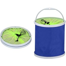 Balık Tutma Kovası, 11 Litre (2,9 Galon), Katlanabilir Kova, Katlanabilir Su Kabı, Anahtarlıklı Dış Mekan, Seyahat Için, Mavi