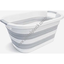 Zambak Katlanabilir Silikon Çamaşır Sepeti - Akordiyon Katlanır Sepet 25LT