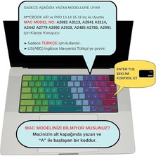 MacBook Klavye Koruyucu Türkçe Q Uyumlu M1 M2 M3 M4 M5 Air 13.6 15.3 Pro 14 16 Silikon Dazzle Tasarım Us Ingilizce Klavyeyi Türkçeye Çeviren Ince Yıkanabilir Koruma Pembe Yeşil