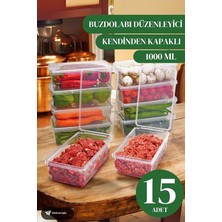 Adet 1 Litre Kendinden Kapaklı Derin Dondurucuya Uygun Saklama Kabı Düzenleyici (1000 Ml)