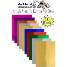 Aynalı Fon Kartonu 10 Renk 50X70 cm 1 Paket Okul Sınıf Dekoratif Pırıltılı Folyo Kağıt