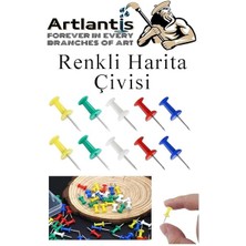 Harita Çivisi 100'LÜ 1 Paket Mantar Pano Raptiyesi Pano Iğnesi Ofis Okul Büro