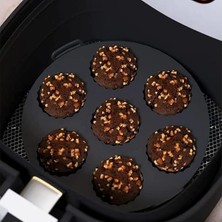 Silikon Kek Pişirme Kalıbı 7 Bölmeli, Silikon Cupcake Kek Pişirme Kabı Air Fryer Muffin Fırın Kalıbı (1 Adet Siyah - 20 Cm)