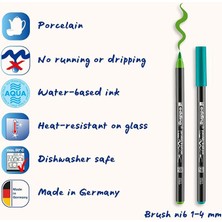 4200 Porselen Fırça Kalemi - Siyah, Mor, 3 x Mavi, Yeşil, - 6 Kalem - Fırça Ucu 1-4 mm - Bulaşık Makinesinde Yıkanabilir, Işığa Dayanıklı Mürekkep, Çabuk Kuruyan - Keçeli Kalem