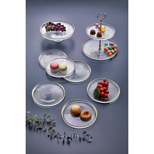 Parça Gold Yaldızlı Cam Servis Sunum Seti Takımı