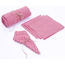 Ayko Pötikareli Masa Örtüsü, Peçete Piknik Seti 5 Parça, Kırmızı