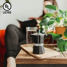 Milano Ocak Üstü Espresso Makinesi Moka Pot 1 Espresso Fincan - 17 Fl, Siyah, Küba Soba Üst Kahve Makinesi Moka Italyan Greca Kahve Makinesi Bira Percolator