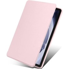 Galaxy Tab A9 Kılıf Silikon Kapaklı Stand Olabilen Kamera Lens Korumalı Kalem Bölmeli Kapak Pembe