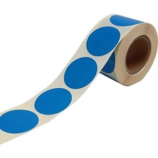 Daire Renk Baskılı Çap Etiketi 50MM x 50MM Ölçülerinde Yuvarlak Çıkartma Sticker 500 Adet Kendinden Yapışkanlı Rulo Etiketi Barkod Yazıcılar ile Uyumlu 40MM Kuka Kağıt Bazlı Etiket (Mavi)