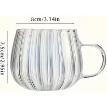 Ayko Life 2 Adet Ateşe Dayanıklı 400 ml Çizgili Cam Kupa Bardak MIT1100