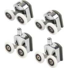 Ayko Duşa Kabin Teker Seti,4 Adet Krom Banyo Tekerleği,tüm Duşa Kabinlere Uyumlu Tekerlek Seti Takımı 2 Alt 2 Üst Teker Rulmanı