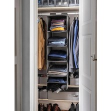 IKEA Quality Asılabilir 6 Bölmeli Saklama Kutusu 35X45X125 cm Dolap Içi Düzenleyici Organizer Koyu Gri Renk Polyester