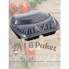 Yorulmaz Ambalaj ✅3 Bölmeli Kullan-At Yemek Kabı – Mikrodalgaya Uygun, Sızdırmaz, Paket Servise Uygun 24’lü Paket