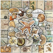 Vintage Travel Map Stickers Set, Seyahat Sticker Seti Laptop Notebook Tablet Sticker Seti