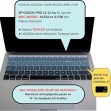 Türkçe Q Klavye Koruyucu – Us Amerikan Klavyeyi Türkçe Yapar – Ince Silikon – A1534 A1708 Siyah Gri