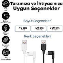 To Type-C ile Uyumlu iPhone ve Samsung ile Uyumlu Hızlı Şarj ve Data Kablosu 100 cm L Tipi Gaming (Siyah)