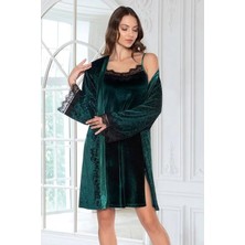 Flz 32-70  Bayan Kadife Sabahlık ve Gecelik Takım