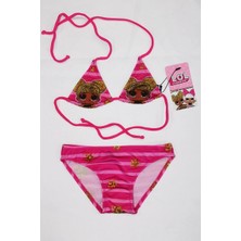 Freshness Lol Bebekli Sarı Yıldızlı Kız Çocuk Üçgen Bikini Takımı