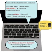 MacBook Klavye Koruyucu Kılıf Arapça Stiker Baskılı Uk-Ters L Enter Uyumlu, Silikon Koruma Filmi, Ince Yıkanabilir, Toz Sıvı Önleyici, Air M1 13INÇ A2337,A2179 Touch Id Siyah