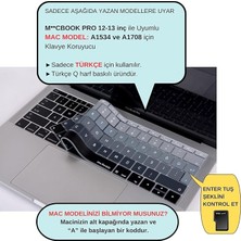 MacBook Pro 13 Inç ve MacBook 12 Inç Uyumlu Mcstorey Silikon Klavye Koruyucu | Türkçe Q Klavye Baskılı | Uk Ters L Enter (Iso) | Ombre Renkli | Ultra Ince Yıkanabilir Siyah Gri