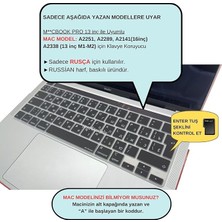 MacBook Pro Klavye Koruyucu Rusça Uk Ters L Enter Touch Bar Uyumlu Ince Silikon Kapak 13 M1-M2 ve 16 Inç Modellerle Uyumlu Toz ve Sıvı Koruma Siyah