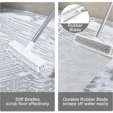 Saplı Zemin Fırçalama Fırçası 54''- Sert Kıl 2'si 1 Arada Duş Temizleyici Silecekli Mutfak, Duvar, Fayans, Harç, Küvet ve Halı, Fırça Süpürgesi Ovma Garajı, Veranda Güverte