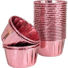 Rose Gold Parlak Pembe Muffin Kek Kalıbı, Kek Kapsülü Cupcake Kalıbı, Airfryer Uyumlu