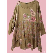 Park Moda Kadın Çiçek Desenli Salaş Kesim Tunik(46/52 beden e uygundur)