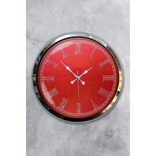 Kasva Concept Hediyelik 40 cm Krom Metal Kızıldereli Duvar Saati