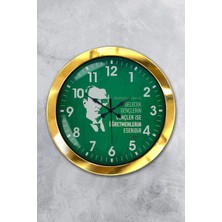 Kasva Concept Hediyelik 36 cm Gold Metal Öğretmenler Günü Duvar Saati