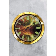 Kasva Concept Hediyelik 36 cm Gold Metal Manzara Duvar Saati