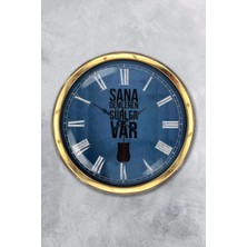 Kasva Concept Hediyelik 40 cm Gold Metal Çay Duvar Saati