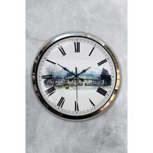 Kasva Concept Hediyelik 40 cm Krom Metal Kuaför Duvar Saati