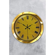 Kasva Concept Hediyelik 36 cm Gold Metal Sarı Duvar Saati