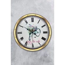 Kasva Concept Hediyelik 40 cm Gold Metal Bisiklet Duvar Saati